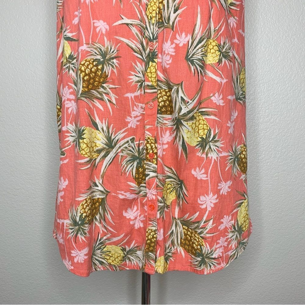 NWOT Old Navy Linen Blend Pineapple Print Summer Shift Shirt Dress, Sz Small - Picture 4 of 12